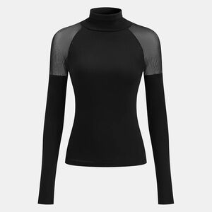 Commense Black Long Sleeve Mesh Top
